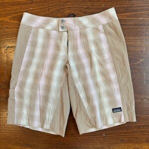 PATAGONIA Organic Cotton -Plaid Brown & Pink Slabstick Bermuda Shorts Sz. 4‎